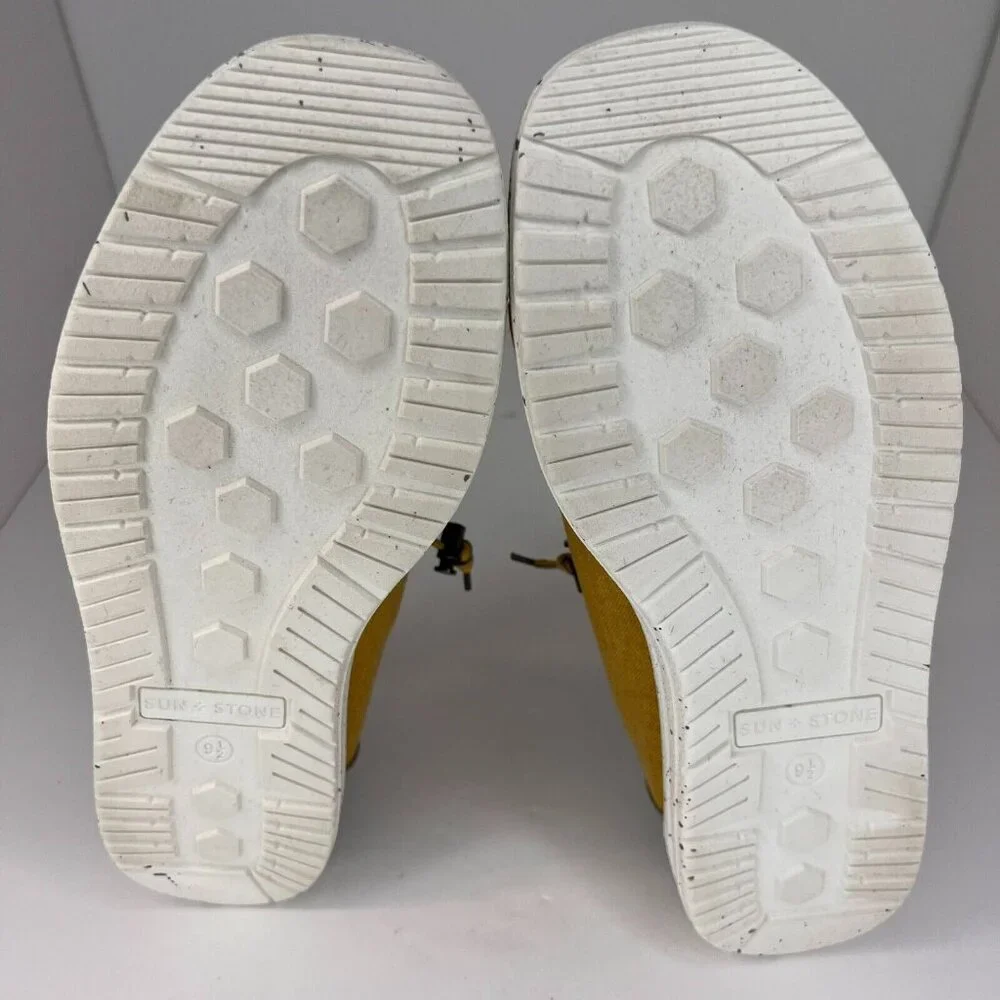 Sun & Stone Mens 100147541 Brian Yellow Low Top Canvas Slip On Size 9.5M Loafers